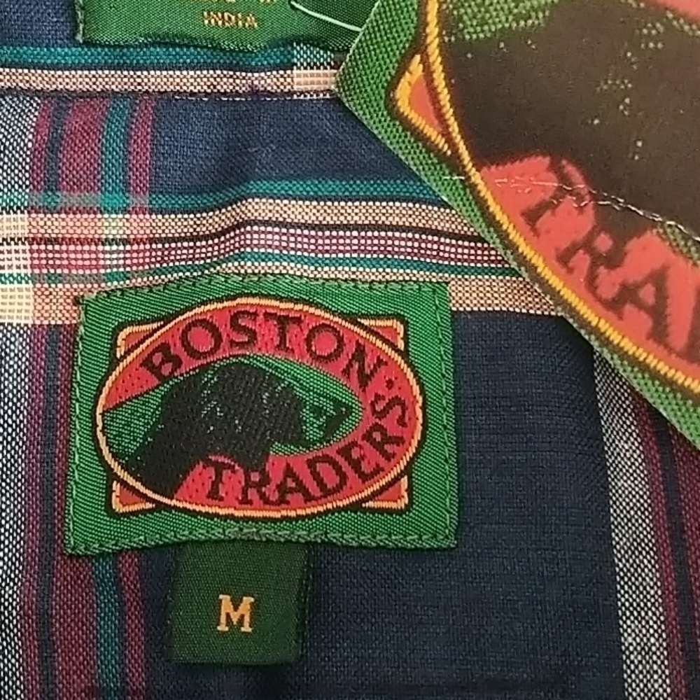 Boston Traders Navy/Red Plaid Button Front Shirt M - Picture 7 of 9